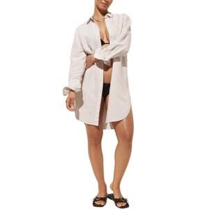 J.Crew Relaxed-Fit Beach Shirt Linen Cotton Blend BX614 Sheer Flax Size XL New